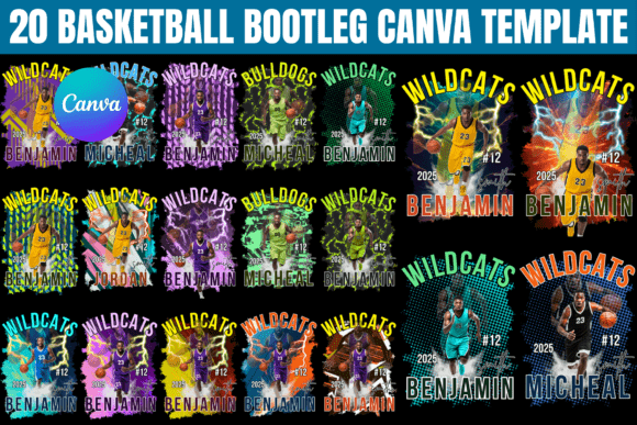 20 Basketball Bootleg Canva Template: Create Custom Shirts