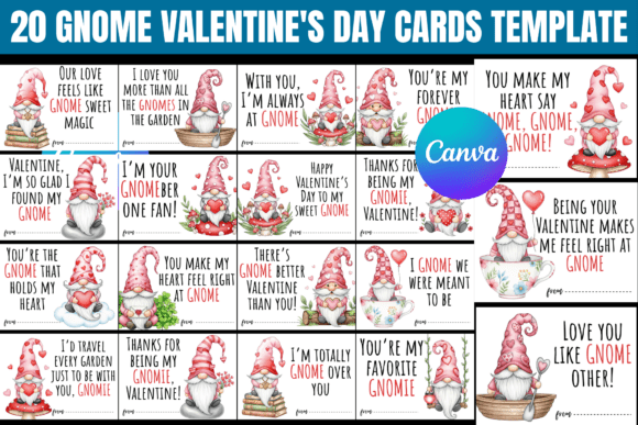 20 Editable Gnome Valentine's Day Cards: A Creative Template for Classrooms and Beyond