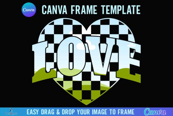 Checkered Heart Valentine Love Canva: A Modern Design Asset