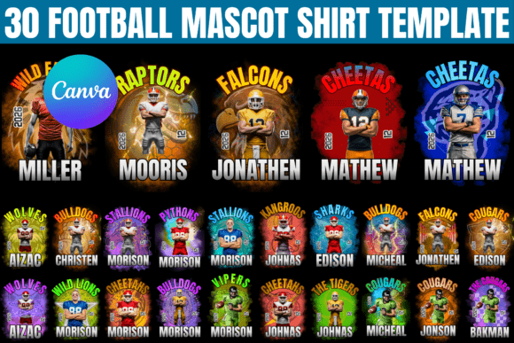 Game Day Graphics: Football Mascot Shirt Canva Templates