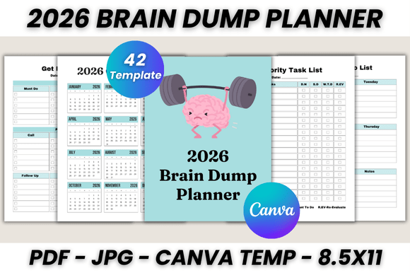 Master Your 2026 Goals with This Brain Dump Planner Canva Template