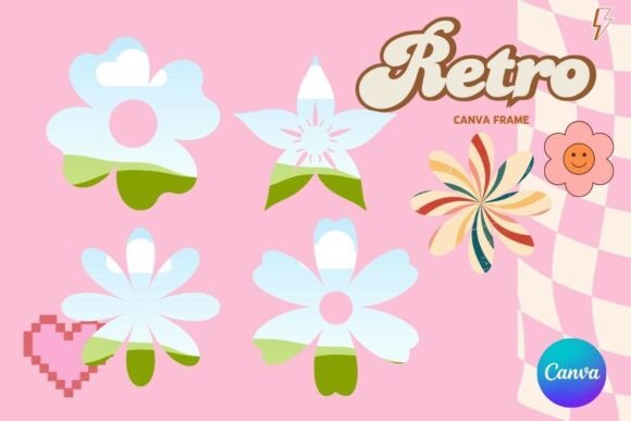 Retro Flower Canva Frame: A Digital Design Solution