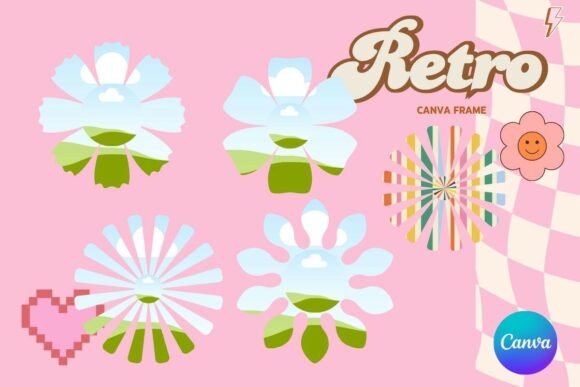Retro Flower Canva Frame Add Photo_14: A Design Asset Explained