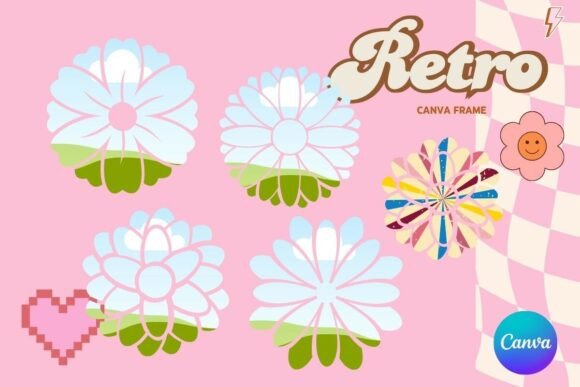 Retro Flower Canva Frame Add Photo_22: Elevate Your Visuals