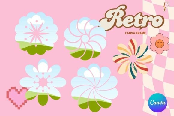 Retro Flower Canva Frame: Vintage Charm for Your Photos